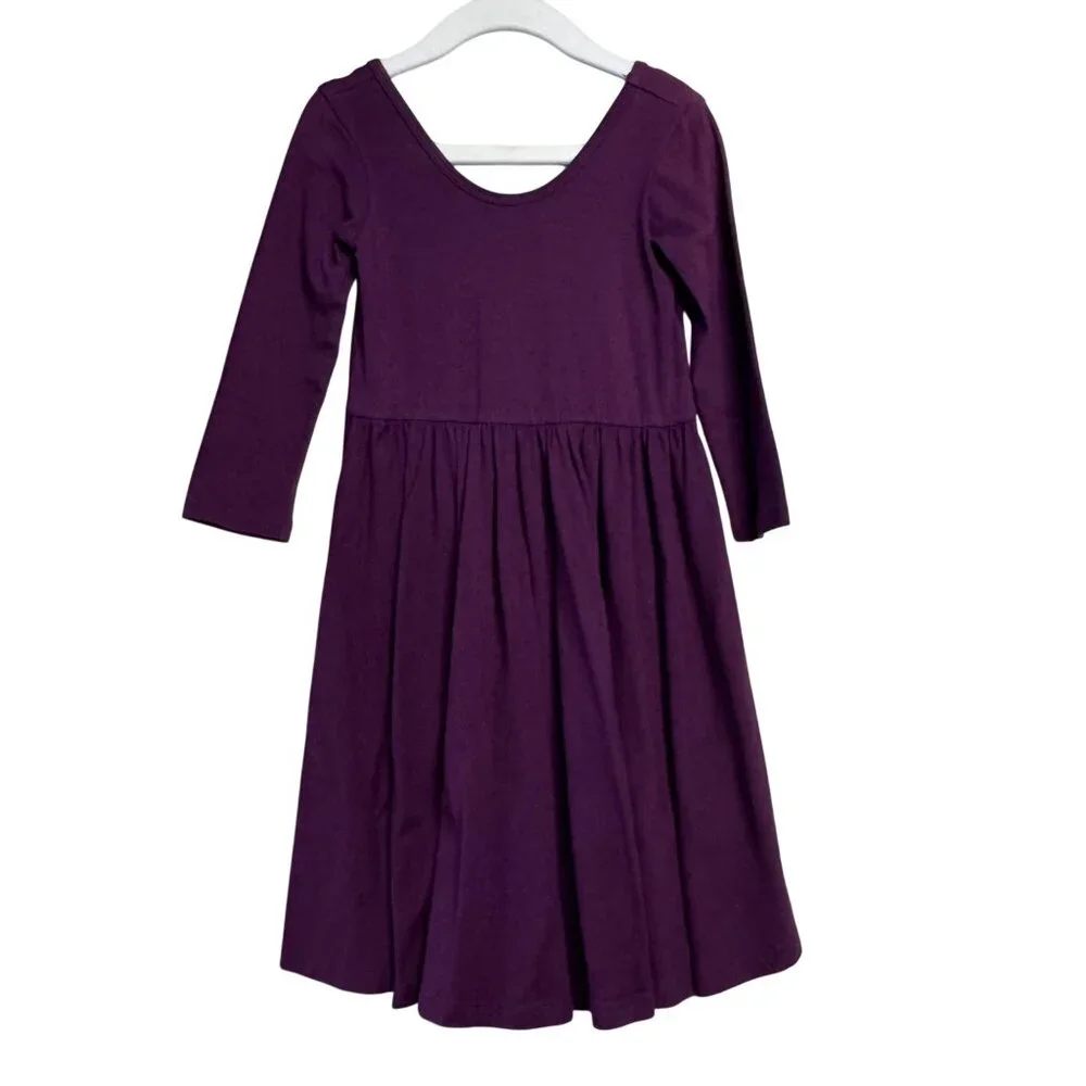 ALICE + AMES Girls Purple Ballet Dress Girls 5 Blackberry Long Sleeve Twirl - Picture 1 of 5